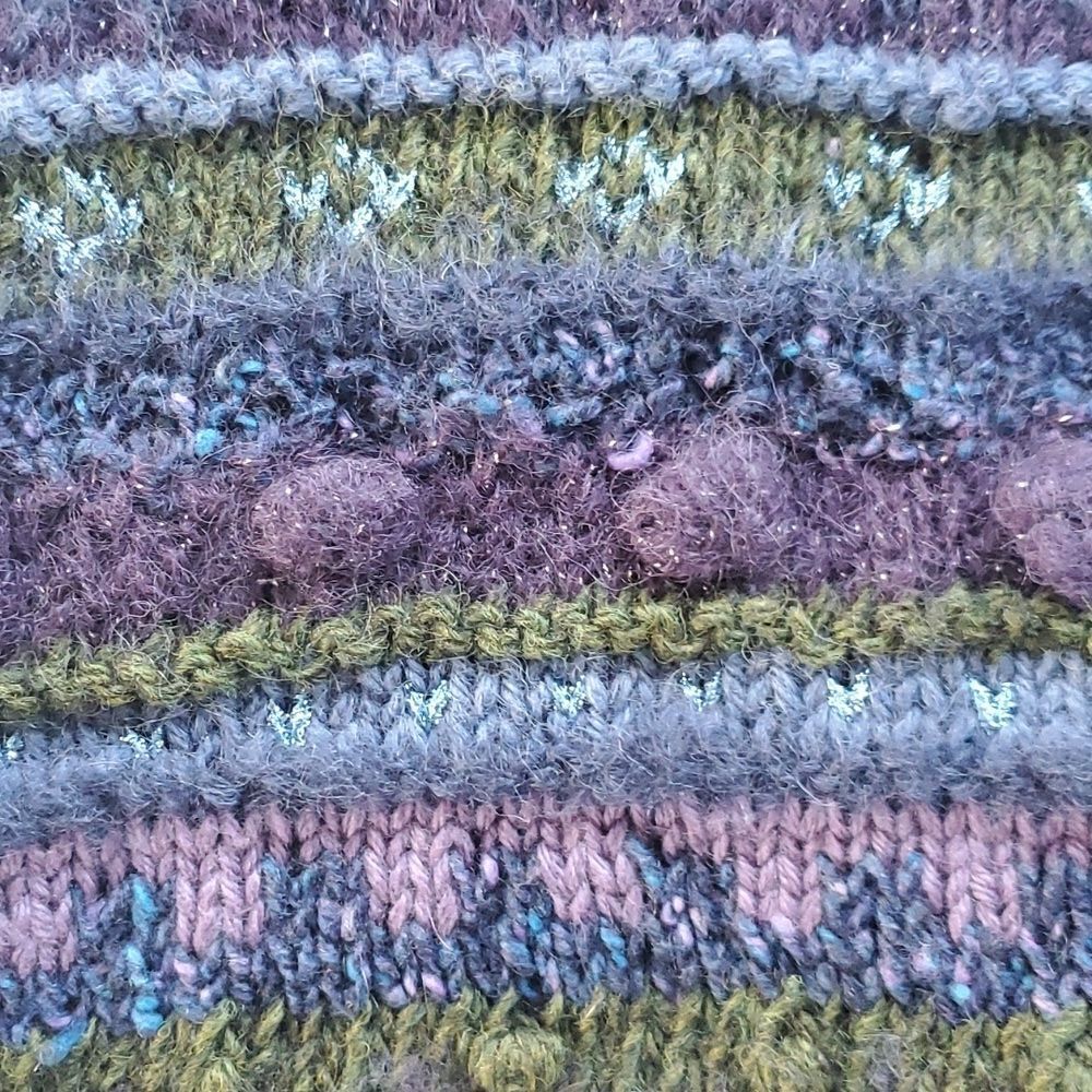 HANDMADE HANDKNIT SWEATER VEST BUTTON UP BLUE PURPLE GREEN ACADEMIA SMALL - Picture 3 of 10